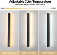 ZTWLEED 60cm Fekete LED Fali Lámpa - 12W Meleg Fehér 3000K Kültéri Világítás IP65 Vízálló Alumínium Villa Terasz Kert Folyosó Erkély 3