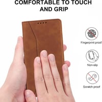 QHOHQ Samsung Galaxy A15 4G/5G Prémium Bőr Flip Tok RFID Védelemmel és Edzett Üveg Fóliával - Mágneses Összecsukható Védőtok Multifunkciós K 7