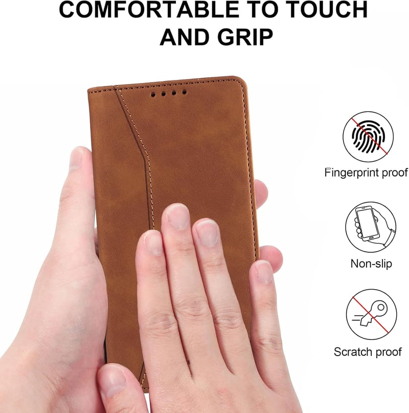 QHOHQ Samsung Galaxy A15 4G/5G Prémium Bőr Flip Tok RFID Védelemmel és Edzett Üveg Fóliával - Mágneses Összecsukható Védőtok Multifunkciós K