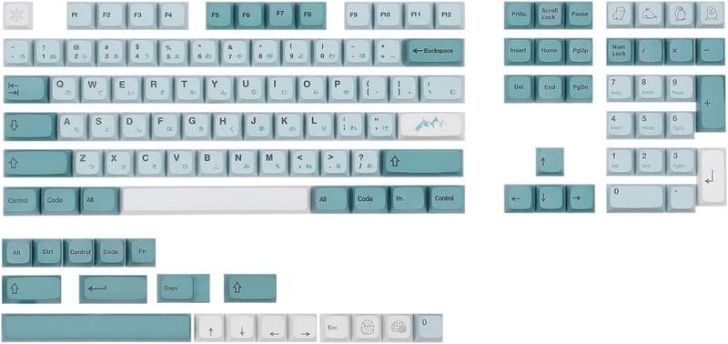 EPOMAKER Iceberg PBT XDA Japán Hiragana Billentyűzet Szett 126 Gombbal, Cherry MX Kompatibilis