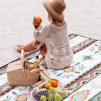 Larutan XXL Boho Strandpléd 200x200cm - Homokálló, Mosható Piknik Takaró Zöld 2