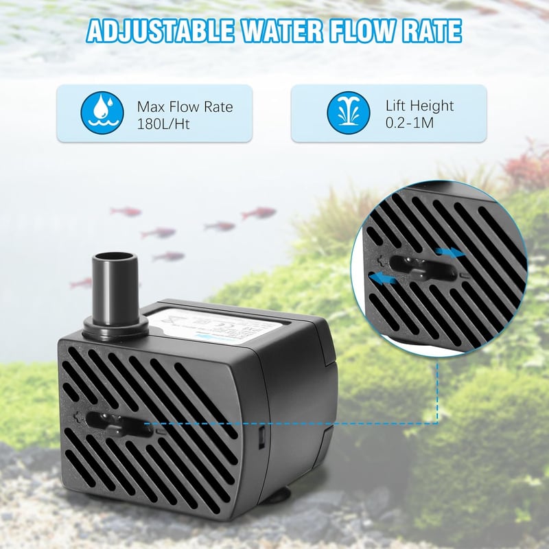 Halkjáratú 3W-os Mini Vízpumpa 180L/H - Akváriumokhoz, Kis Tavakhoz