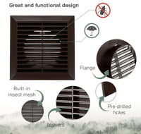 Vent Systems 100mm Kültéri Szellőzőrács 2db - Fürdőszobai Elszívó Fedél - Rovar, Madár és Rágcsálóvédelem - Barna Műanyag Szellőzőnyílás 10c 3
