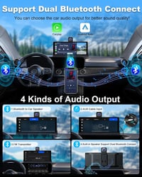 Vtopek 10,26" 4K Apple CarPlay Kijelző 350° Forgatható Kamerával - Vezeték Nélküli Android Autós Monitor, Bluetooth, Siri, Navigáció, 64GB T 7