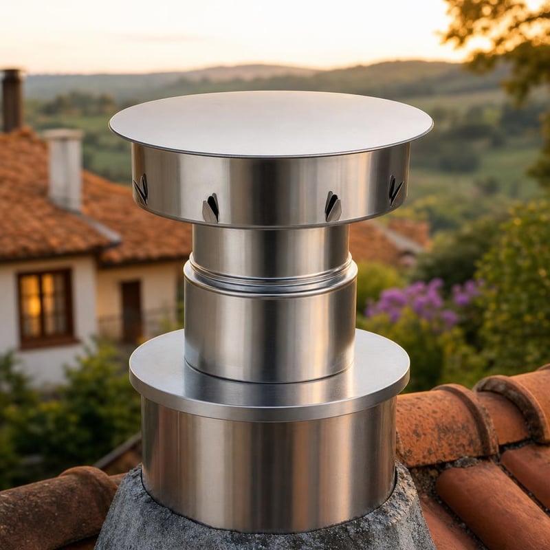 Set za zaštitu dimnjaka: 1x DN120 kapa + 1x redukcija 120/100 + 1x poklopac 100 mm
