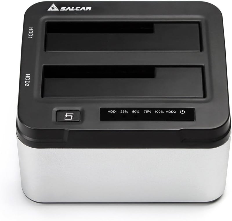Salcar USB 3.0 HDD/SSD dokkoló állomás, 2 férőhelyes, klónozó funkcióval, 2x8TB