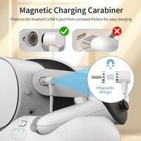 SPEEDY BEE Töltőállomás Meta Quest 3/3S/2 Headsethez - Mágneses VR Állvány RGB Világítással, 2 Újratölthető 2100mAh Akkumulátorral és USB Ki 3
