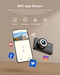 iZEEKER 4K Autós Fedélzeti Kamera WiFi Funkcióval, 2160P Felbontás, 32GB Kártyával, Éjjellátó, Hurokfelvétel, G-Szenzor, 24 Órás Parkolóőr 4