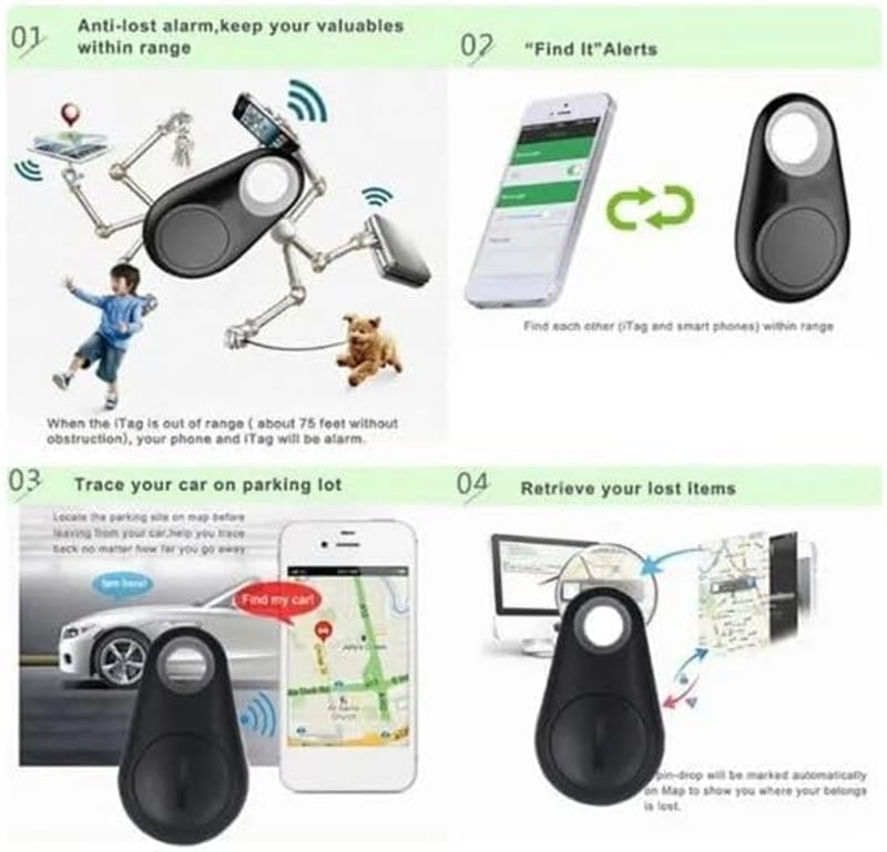 Hordozható Mini GPS Nyomkövető Gyerekeknek, Háziállatoknak - Bluetooth Kulcskereső