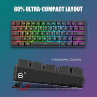 RedThunder 60% RGB Vezetékes Gamer Billentyűzet és Egér Szett, 62 Gombos, DE Kiosztás, 7200 DPI Kompakt Egér, 6 Gombos Optikai Játékos Szett 2