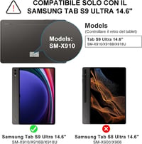 FOGARI Bluetooth Billentyűzet Samsung Galaxy Tab S9 Ultra 5G 14,6" Tablethez - Levehető Mágneses Tok 7 Színű Háttérvilágítással, Fekete 2