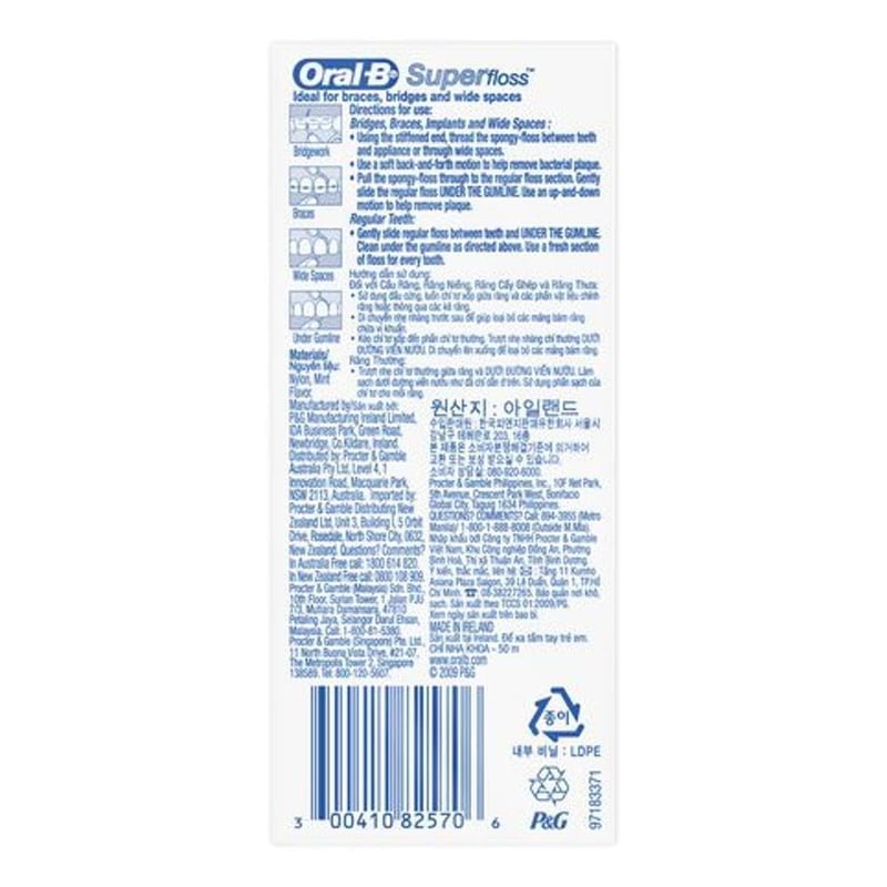 18 csomag Oral-B Super Floss Fogselyem Menta 50 szál 