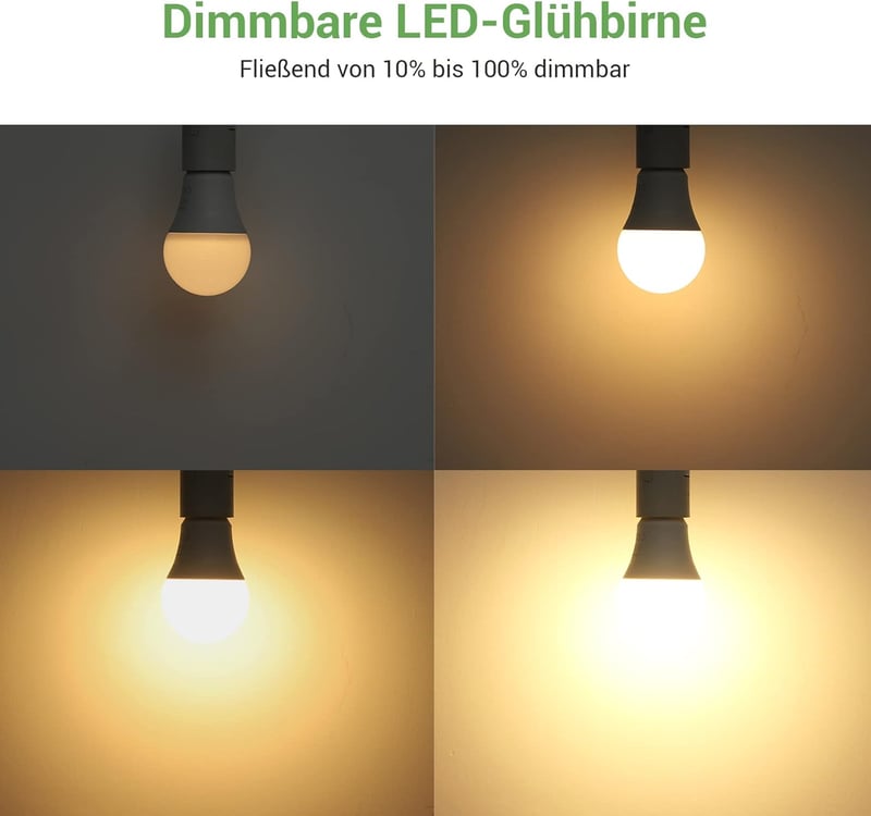 EDISHINE E27 LED Izzó 2700K Meleg Fehér, 10W 1000LM Fényerőszabályozható, 60W Hagyományos Izzó Helyettesítő, Energiatakarékos, 6 db Csomag