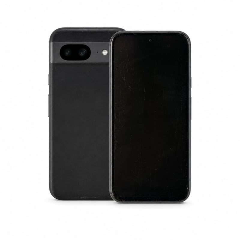 Google Pixel 8a Android pametni telefon, 128 GB, opsidijan crni — — neispravan, za dijelove: jako korišten, radi (stanje: vidi 2. sliku)