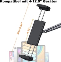 nediea Univerzális Tablet Tartó Ágyhoz és Asztalhoz - 360° Forgatható, Összecsukható Állvány iPad/Kindle/Switch Készülékekhez, 4-12,9" Méret 6