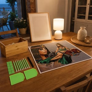 Diamond painting set: 1x slika 50x40cm + 21 dodataka + kutija + okvir 40x60cm + lampa