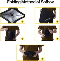 Godox 80x80 cm Összecsukható Univerzális Softbox S-típusú Speedlite Tartóval - Bowens Rögzítésű Vakuhoz, Állítható Irányú Fényformáló Stúdió 5