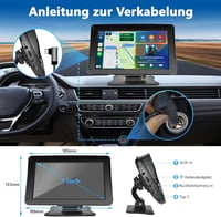 Podofo 7" Vezeték Nélküli Autórádió - Érintőképernyős, Bluetooth, Apple CarPlay, Android Auto, Airplay, FM Adó, Tükrözés Funkcióval 6