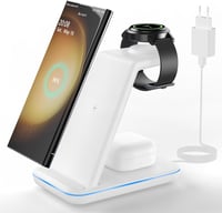 Samsung 3 az 1-ben Vezeték Nélküli Töltőállomás - Fehér, Telefon, Óra, Fülhallgató 1