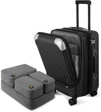 LEVEL8 Kemény Bőrönd - Kézipoggyász Méretű Gurulós Utazóbőrönd TSA Zárral, Unisex Kivitel, 55 cm 1