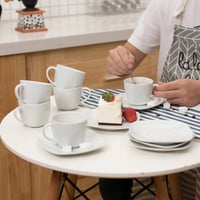 MALACASA Elisa 12 részes krémfehér porcelán kávéskészlet 6 személyre 5