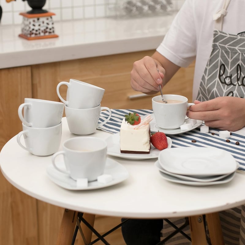 MALACASA Elisa 12 részes krémfehér porcelán kávéskészlet 6 személyre