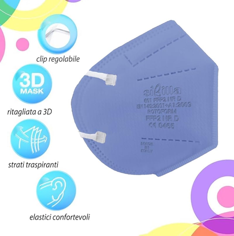 Rotoform FFP2 Maszk 5 Réteg Szűrés 50 db Színes CE2233