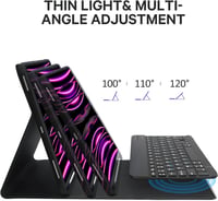 SENGBIRCH Bluetooth Billentyűzet iPad Air 5/4 és iPad Pro 11 Tablethez - Levehető, Védőtokkal, Francia Kiosztással, Pencil Tartóval, Fekete 4