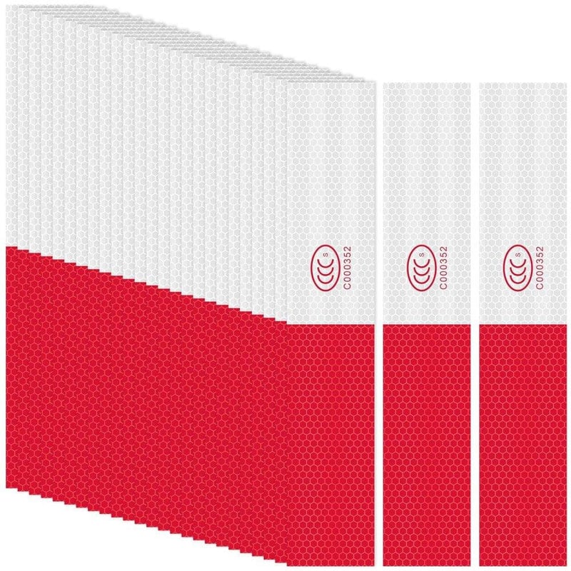 Piros-fehér fényvisszaverő szalag kamionokhoz, 50 db, 5x27,9 cm