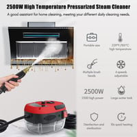Hombasing 2500W Kézi Gőztisztító 1000ml Tartállyal - 6 Sebességgel, 3 Kefefejjel - Konyha, Fürdő, Autó, Ablak Tisztításához (Piros) 5