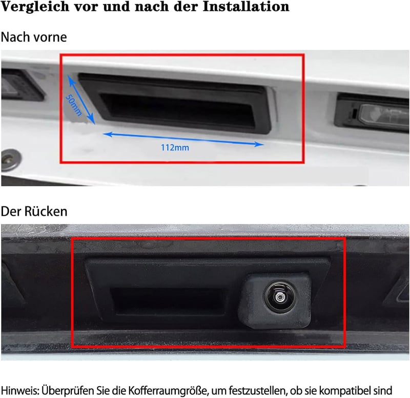 Audi, VW, Skoda HD 720P tolatókamera kofferraumgriff-nyitóval