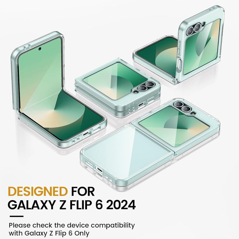 Doeshine Samsung Galaxy Z Flip 7 FE/Z Flip 6 Védőtok - Ultravékony Szilikon TPU Tok Beépített Képernyővédővel, Ütésálló, Karcmentes, Zöld