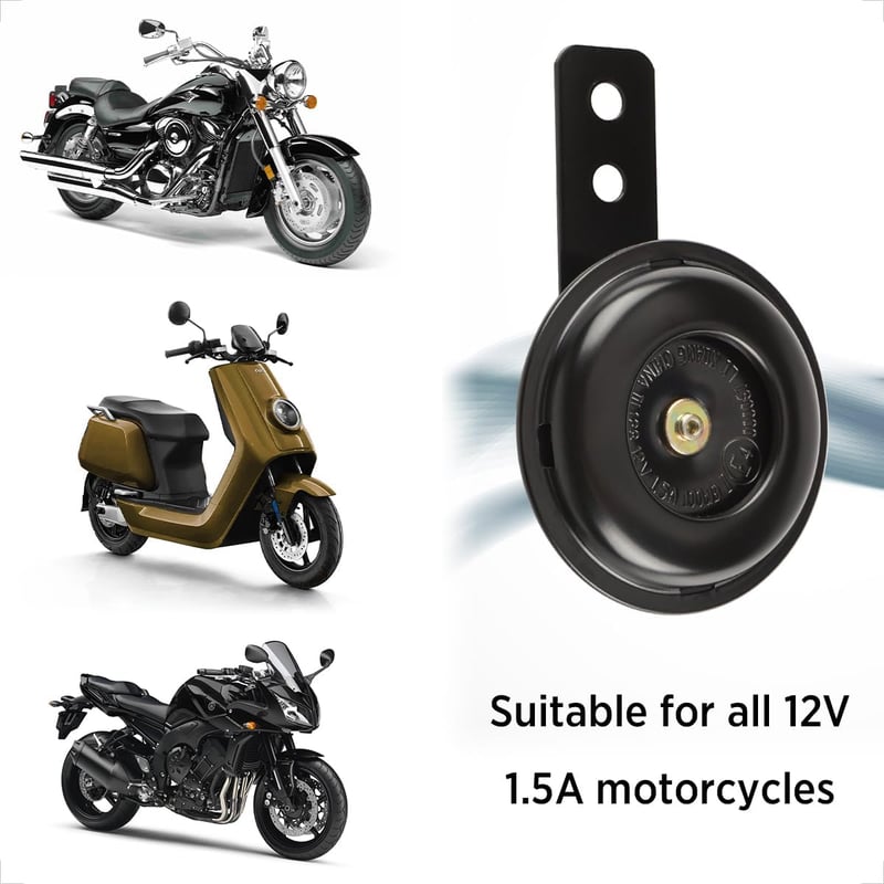 Evermotor 12V Univerzális Hangos Kürt - E-jelzésű, Motorokhoz, Autókhoz, Robogókhoz, Fekete