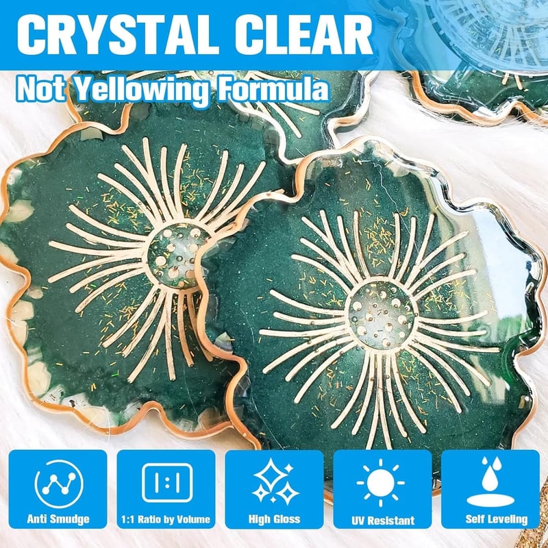 Teexpert Epoxy Gyanta, 1 Gallon Gyorsan Száradó Kristálytiszta Önterülő Öntőgyanta, 4 Órás Kiforma, 8-10 Órás Teljes Kötés, Ékszerkészítéshe