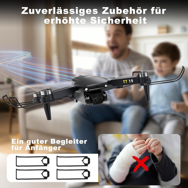 TTROARDS TT19 Mini Drón 1080p Kamerával - 180° Akadályérzékelés, 40 km/h Sebesség, 5G WiFi, Állítható Kamera, Összecsukható Quadcopter Kezdő