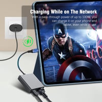 RUIZHI 100W USB-C Ethernet Adapter - Gigabit RJ45 Hálózati Csatlakozó és Gyorstöltő Chromecast, Telefon, MacBook és Windows Eszközökhöz 6