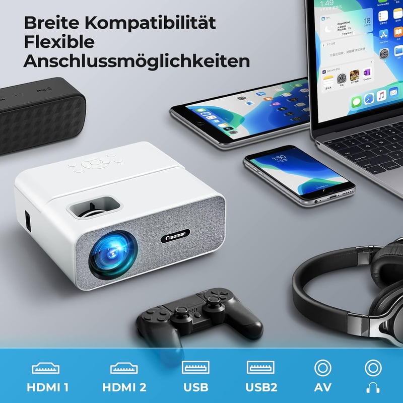 Zoomcat 4K Projektor 20000 Lumen Fényerővel - Full HD 1080P Mini Vetítő 5G WiFi és Bluetooth Funkcióval - Otthoni Mozi iPhone/Android/Laptop