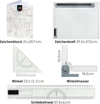 OfficeTree A4-es rajztábla szett - Fehér, hordtáskával és vonalzókkal 2