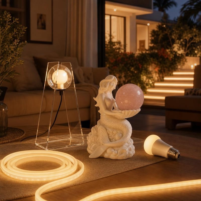 Pachet Iluminat Magic: suport glob + lampă sferică + bandă LED 2m + bec inteligent E27