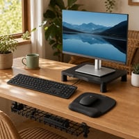 Home office set: 1x klávesnica + 1x myš + 1x podložka + 1x stojan na monitor + 1x organizér káblov 1