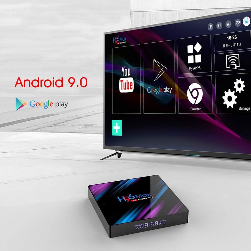 H96 Max Android 9.0 TV Box 4K WiFi Bluetooth okostelefon vezérlésű médialejátszó