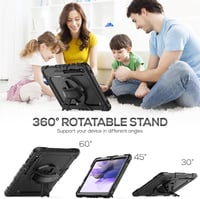 SEYMAC Samsung Galaxy Tab S7 FE/S8 Plus/S7 Plus 12,4" Védőtok Beépített Képernyővédővel, 360° Forgatható Állvánnyal, Kéz- és Vállpánttal, To 2