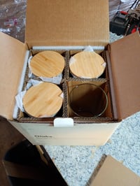 Set de 4 borcane de sticlă etanșe KIVY cu capac din bambus, 1200 ml, fără BPA — capac lipsă (stare: vezi a 2-a fotografie) 2