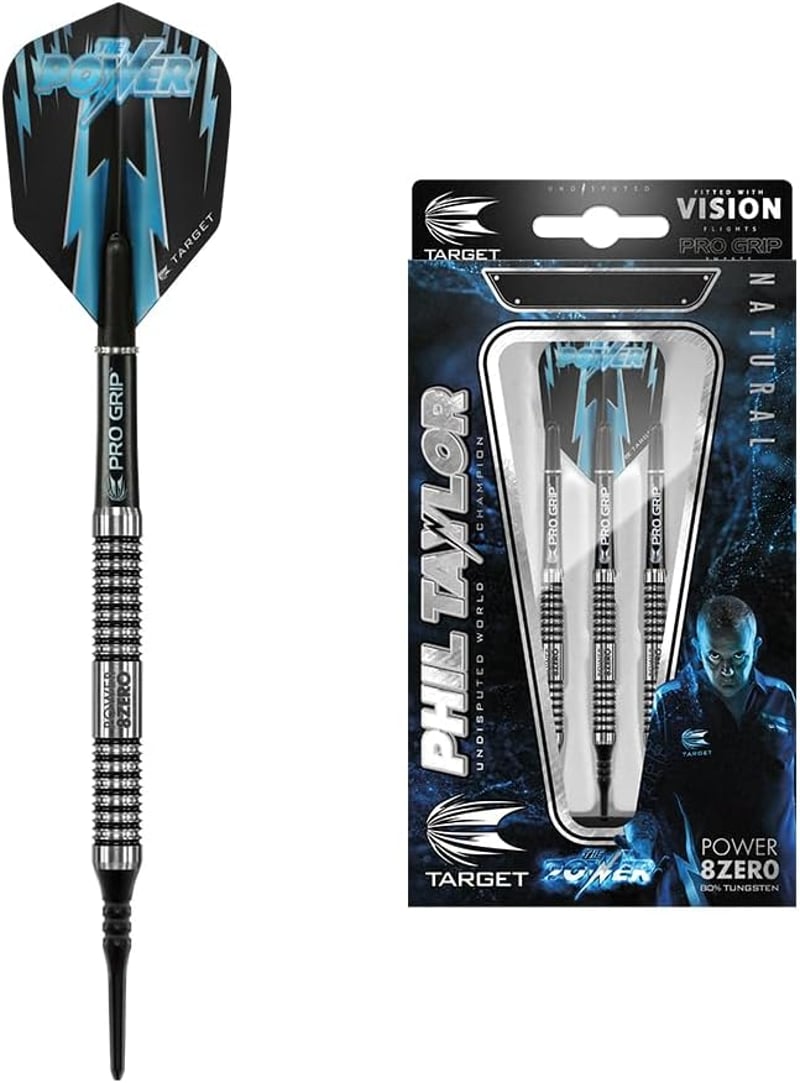 Target Phil Taylor Power 8-Zero 16 grammos soft darts készlet, 80% volfrám