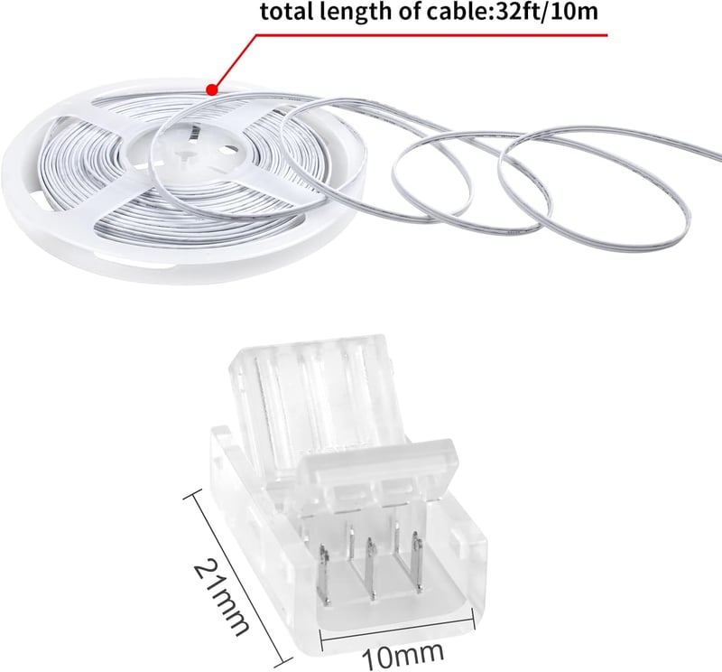 Aroidful 10 db LED szalag csatlakozó és 10 m hosszabbító kábel szett WS2811/WS2812B LED szalagokhoz