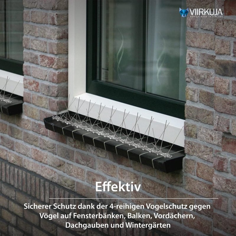 Viirkuja Rozsdamentes Acél Galambriasztó Ablakpárkányra - Madárvédelem Tetőre és Erkélyre, 300 cm, Könnyen Szerelhető, Tartós, Biztonságos