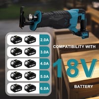 DriSubt Akkumulátoros Orrfűrész Makita 18V Akkumulátorral Kompatibilis - 3500 RPM Változtatható Sebességű Fűrész Fa, Fém és PVC Vágásához, 4 7