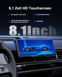 Avylet 8.1" Vezeték Nélküli CarPlay Kijelző Android és Apple Készülékekhez - IPS Érintőképernyő, IP67 Tolatókamera, GPS Navigáció, Bluetooth 3