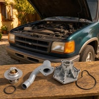 Kit reparație sistem răcire: termostat + țeavă carcasă + pompă apă cu garnituri 1