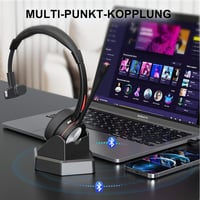 Beebang Bluetooth Headset Mikrofonnal PC-hez - Vezeték Nélküli Fejhallgató USB Adapterrel és Töltőállomással, 40 Órás Üzemidő, Teams és Skyp 5